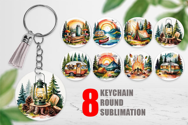 Keychain Vintage Camping Vibes Sublimation artnoy 