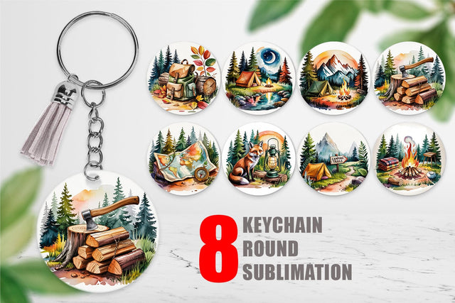 Keychain Vintage Camping Vibes Sublimation artnoy 