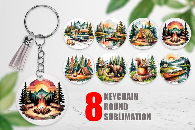 Keychain Vintage Camping Vibes Sublimation artnoy 