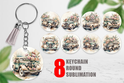 Keychain Vintage Car Sublimation artnoy 