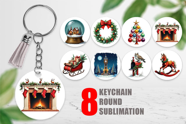 Keychain Vintage Christmas Sublimation artnoy 