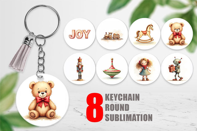 Keychain Vintage Christmas Toys Sublimation artnoy 