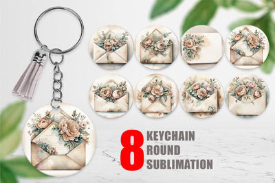 Keychain Vintage Envelope Sublimation artnoy 