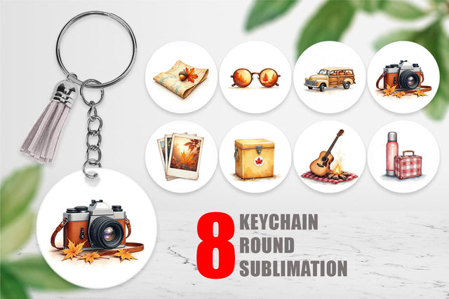 Keychain Vintage Fall Road Trip Sublimation artnoy 
