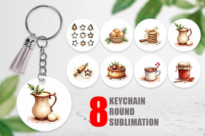 Keychain Vintage Farmhouse Christmas Sublimation artnoy 