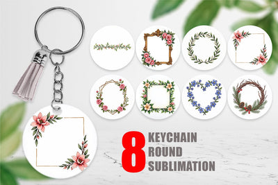 Keychain Vintage Floral Frames and Wreaths Sublimation artnoy 