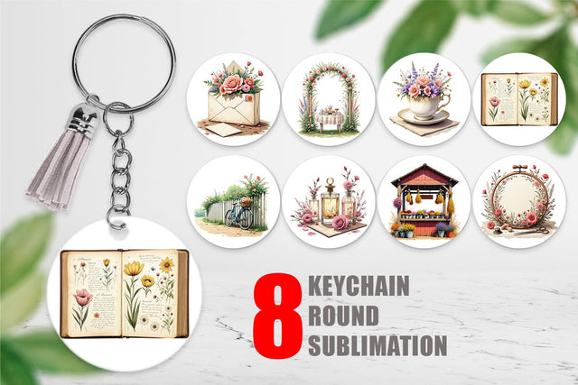 Keychain Vintage Flowers Sublimation artnoy 