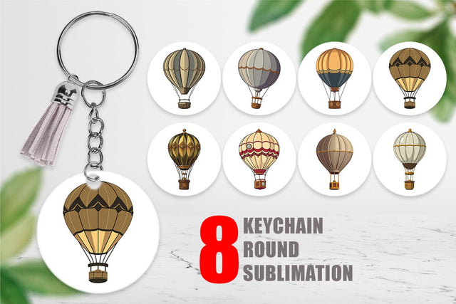 Keychain Vintage Hot Air Balloon Sublimation artnoy 