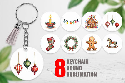 Keychain Vintage Nordic Holiday Sublimation artnoy 