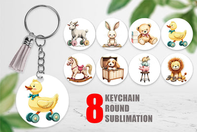 Keychain Vintage Toy Animals Sublimation artnoy 