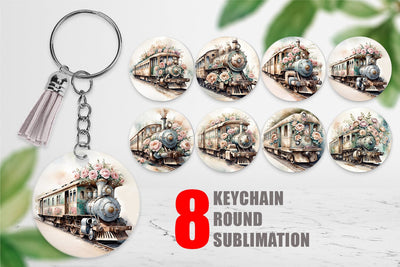 Keychain Vintage Train Sublimation artnoy 