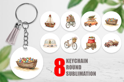 Keychain Vintage Tropical Christmas Vehicle Sublimation artnoy 