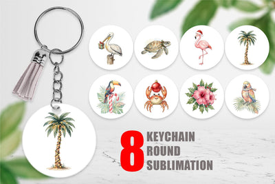 Keychain Vintage Tropical Holiday Animal Sublimation artnoy 