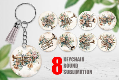 Keychain Vintage Trumpet Sublimation artnoy 