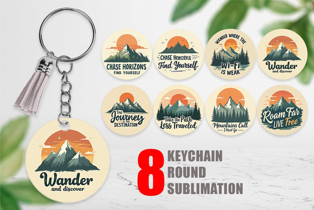 Keychain Vintage Wanderlust Quotes Sublimation artnoy 