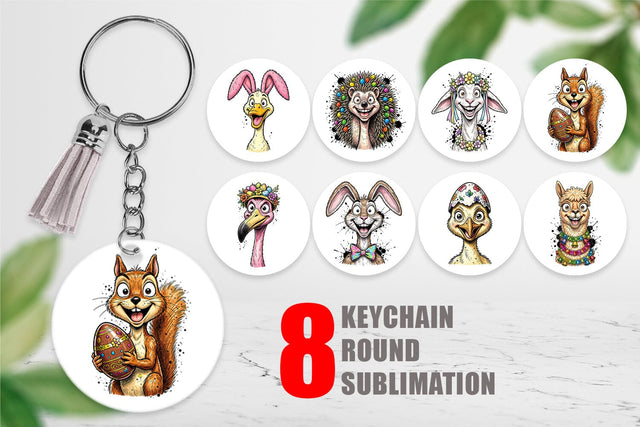 Keychain Wacky Easter Animal Portrait Sublimation artnoy 