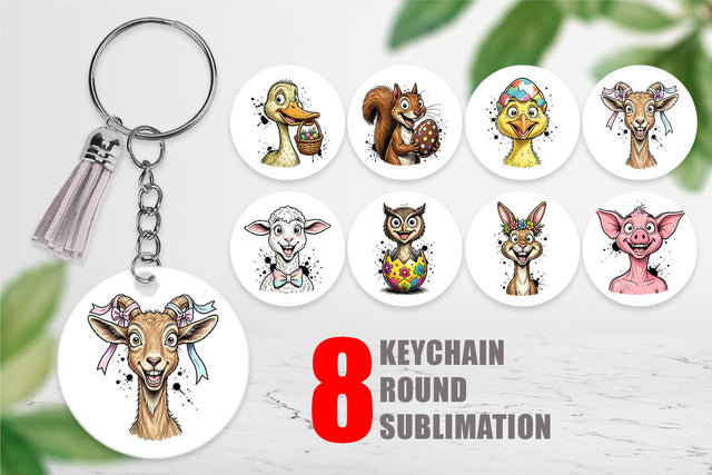 Keychain Wacky Easter Animal Sublimation artnoy 