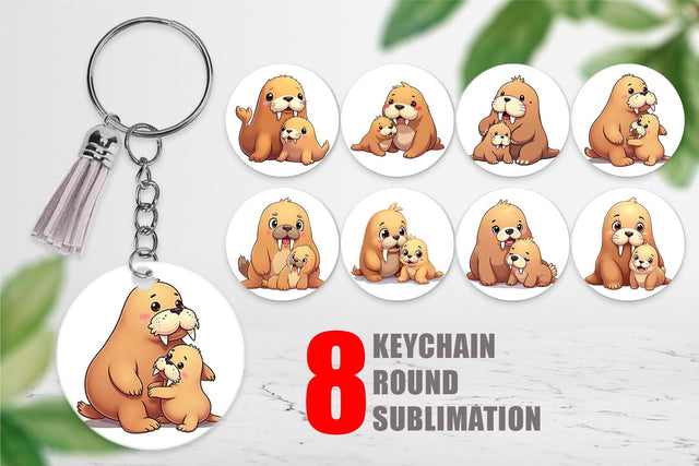 Keychain Walrus Mother's Day Sublimation artnoy 