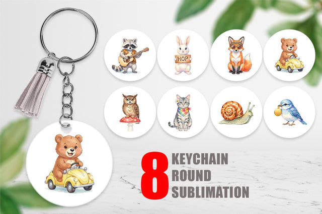 Keychain Watercolor 70s Groovy Animal Hippie Sublimation artnoy 