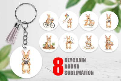 Keychain Watercolor Active Hobby Easter Bunny Sublimation artnoy 