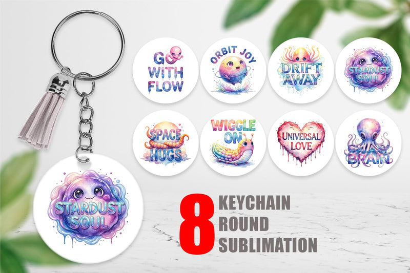 Keychain Watercolor Alien Quote Sublimation artnoy 