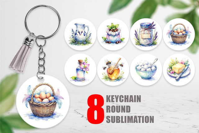 Keychain Watercolor Baking Essentials Sublimation artnoy 