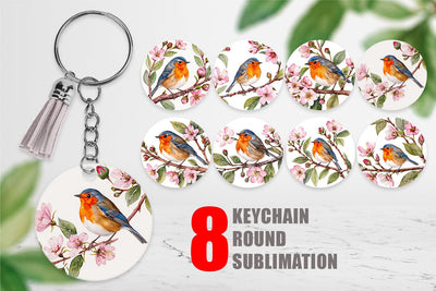 Keychain Watercolor Bird Perched Sublimation artnoy 