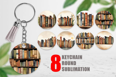 Keychain Watercolor Books Sublimation artnoy 