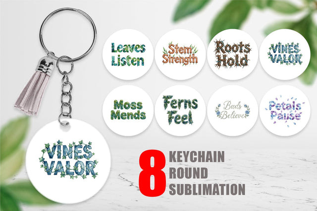 Keychain Watercolor Botanical Nature Recovery Art Sublimation artnoy 