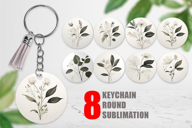 Keychain Watercolor Botanical Sublimation artnoy 