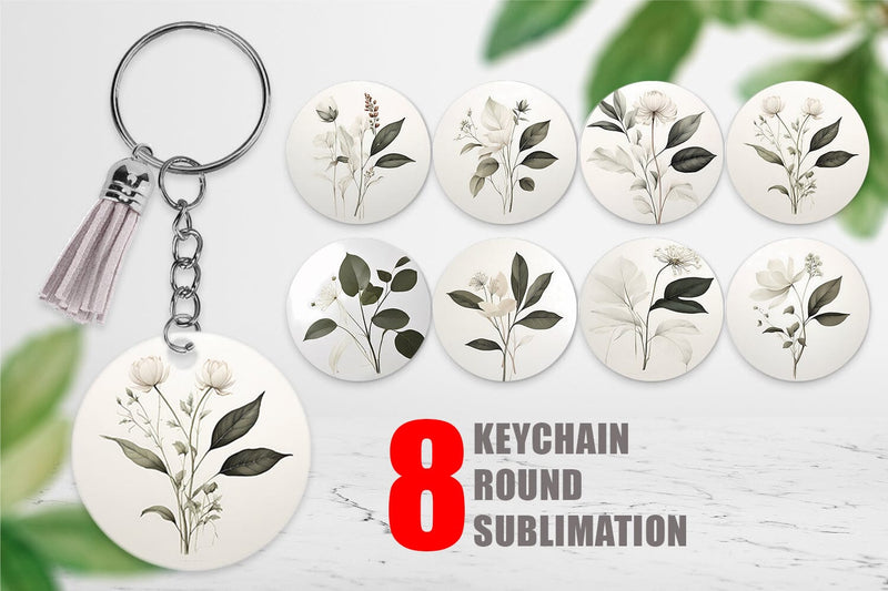 Keychain Watercolor Botanical Sublimation artnoy 