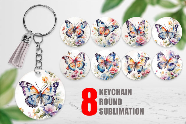 Keychain Watercolor Butterfly Sublimation artnoy 