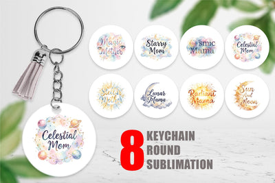 Keychain Watercolor Celestial Boho Mother Quotes Sublimation artnoy 