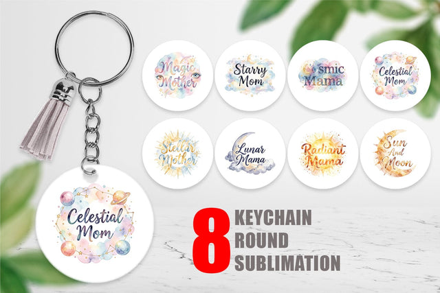 Keychain Watercolor Celestial Boho Mother Quotes Sublimation artnoy 