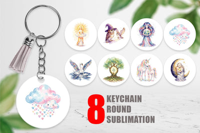 Keychain Watercolor Celestial Mother Fantasy Art Sublimation artnoy 