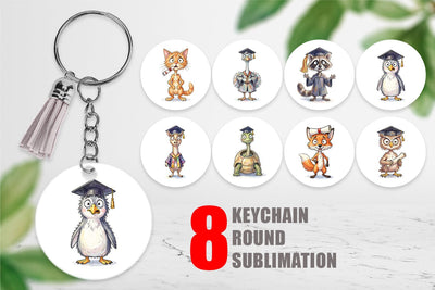 Keychain Watercolor Chaotic Animal Graduation Sublimation artnoy 