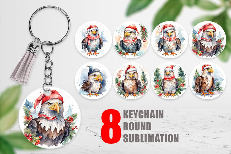 Keychain Watercolor Christmas Eagle Sublimation artnoy 