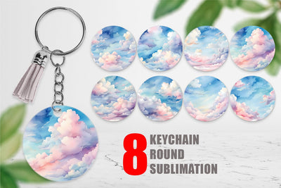 Keychain Watercolor Cloudy Sky Sublimation artnoy 