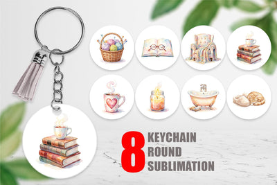 Keychain Watercolor Cozy Mom Relaxation Art Sublimation artnoy 