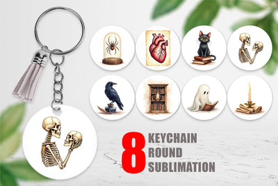 Keychain Watercolor Dark Academia Creatures Sublimation artnoy 