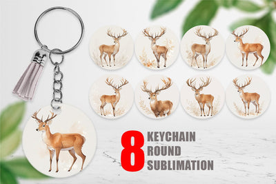 Keychain Watercolor Deer Sublimation artnoy 
