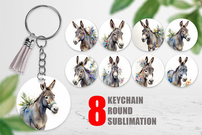 Keychain Watercolor Donkey Easter Sublimation artnoy 