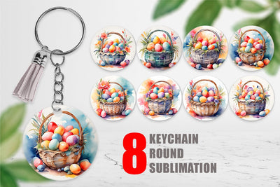 Keychain Watercolor Easter Basket Sublimation artnoy 
