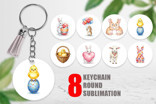 Keychain Watercolor Easter Bunny Heart Love Art Sublimation artnoy 