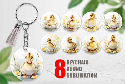 Keychain Watercolor Easter Duck Sublimation artnoy 