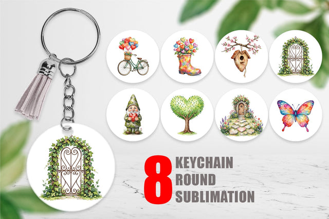 Keychain Watercolor Easter Heart Garden Decor Sublimation artnoy 