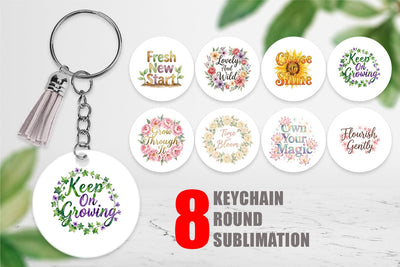 Keychain Watercolor Elegant Floral Affirmations Quote Sublimation artnoy 