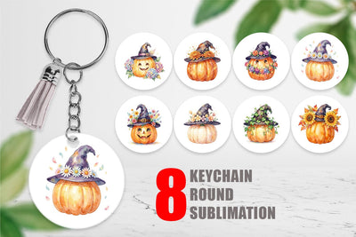 Keychain Watercolor Enchanted Floral Witch Hat Sublimation artnoy 