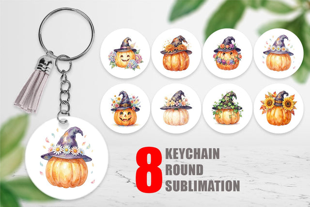 Keychain Watercolor Enchanted Floral Witch Hat Sublimation artnoy 