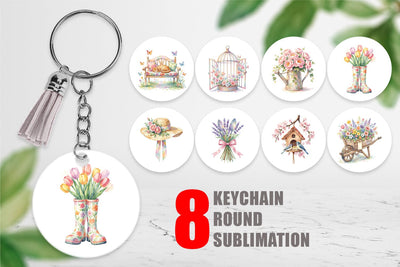 Keychain Watercolor Enchanted Garden Mom Floral Sublimation artnoy 